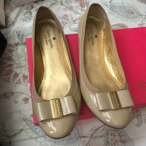 Kate spade nude Patton leather flats with bow
